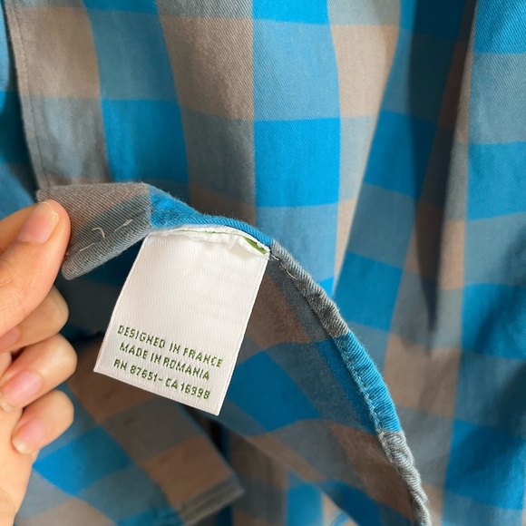 LACOSTE Blue-Gray Checkered Button down Shirt - Picture 11 of 11